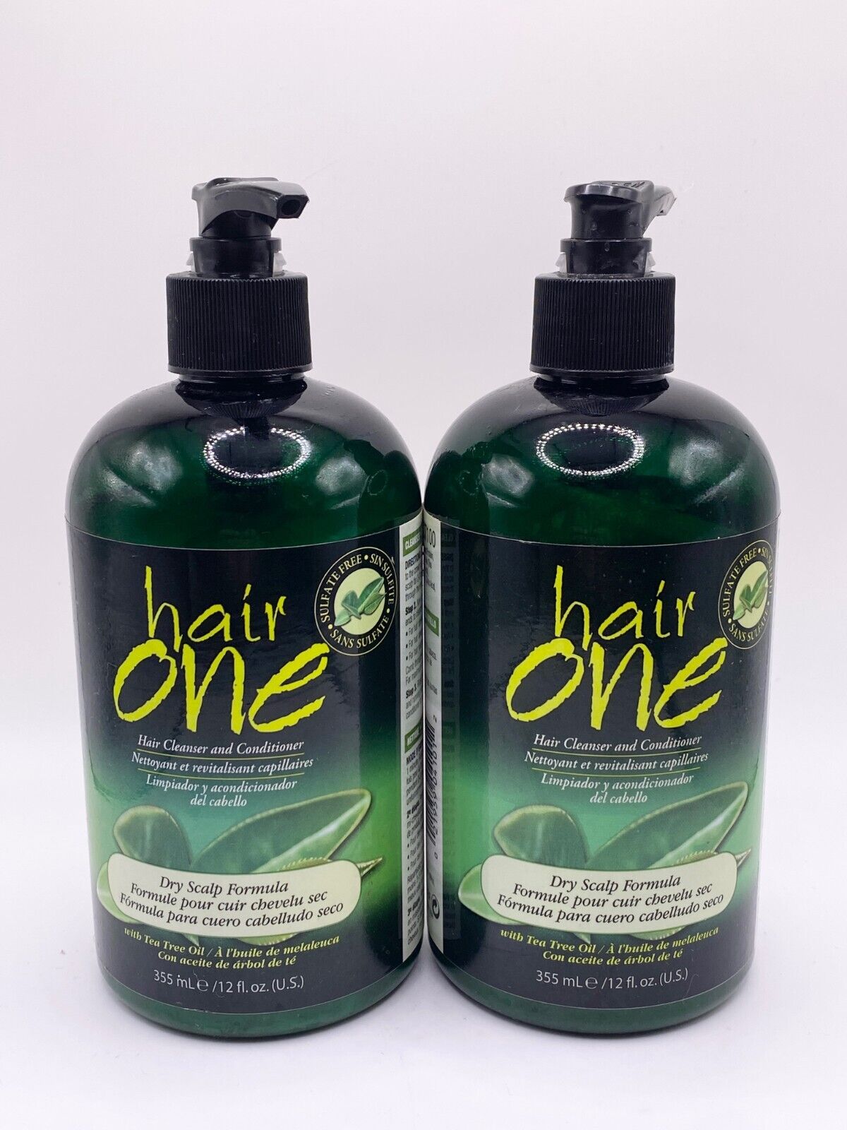 (2) Hair One Cleanser Conditioner FOR DRY SCALP Tea Tree Oil 12oz