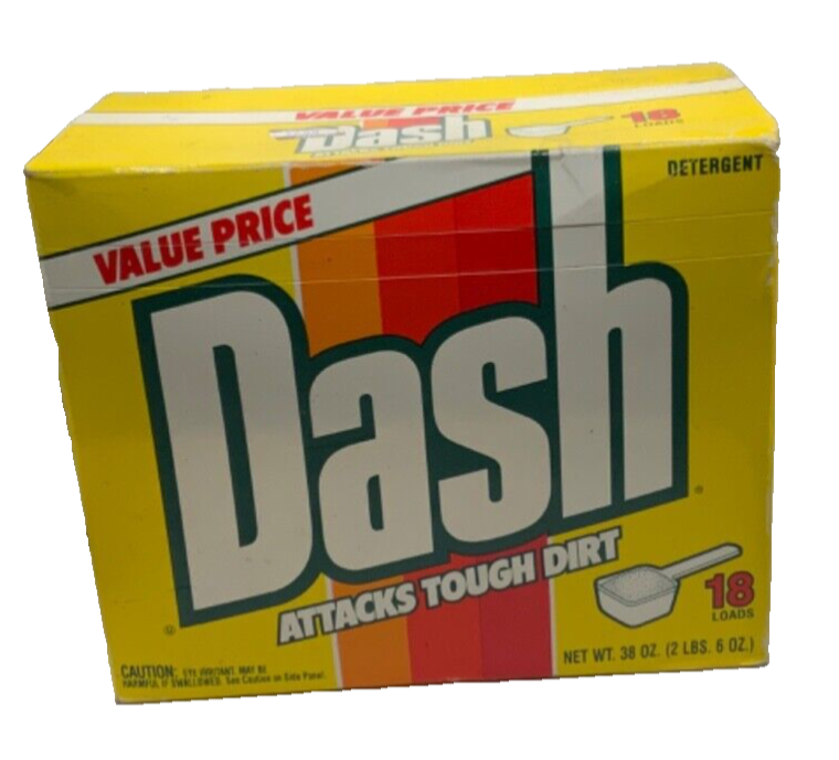 Vintage Dash Detergent Attacks Tough Dirt 38 oz