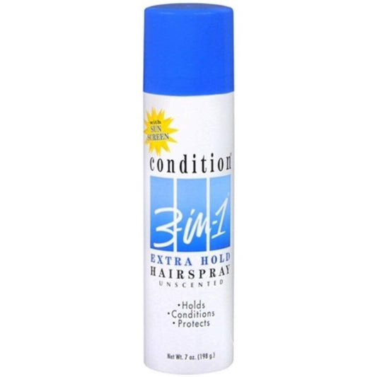 Condition 3-in-1 Extra Hold Hairspray Unscented with Sun Screen -7 oz