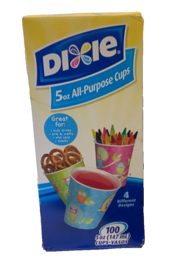 Dixie 5oz All Purpose Disposable OWL Cups 4 Designs SEALED BOX 100 Cups