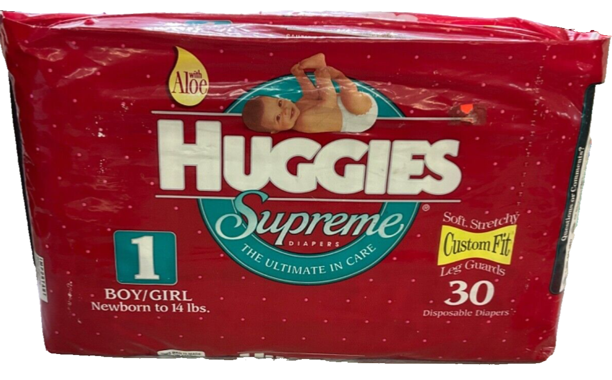 Huggies Size 1 Supreme Bear Design 30 Diapers - VINTAGE
