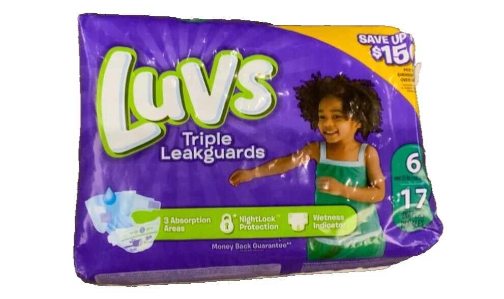 Vintage Triple leakguards Luvs Size 6 pack of 17 Baby Diapers VHTF Sealed