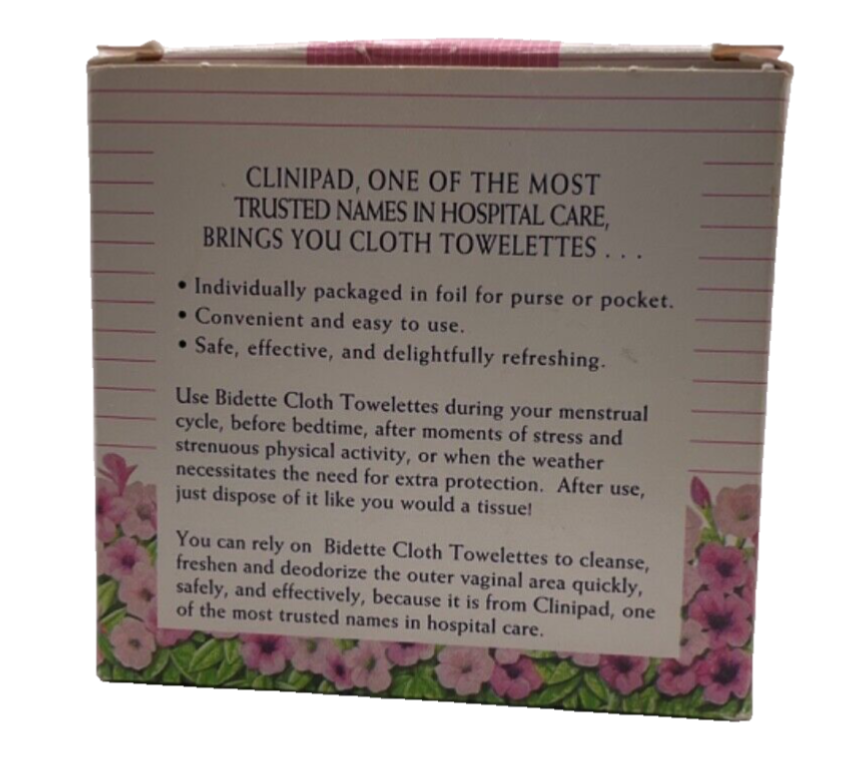 VTG Clinipad Bidette 36 Feminine Cloth Towelettes Fresh Scent