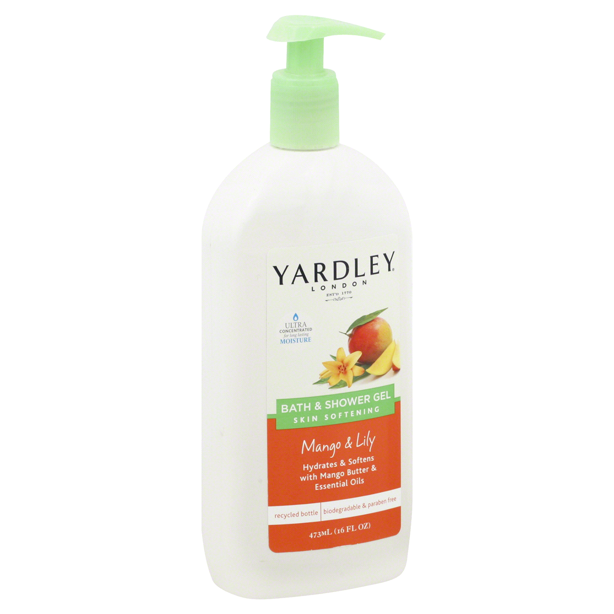 Yardley Mango & Lily Bath & Shower Gel 16 FL Oz NEW