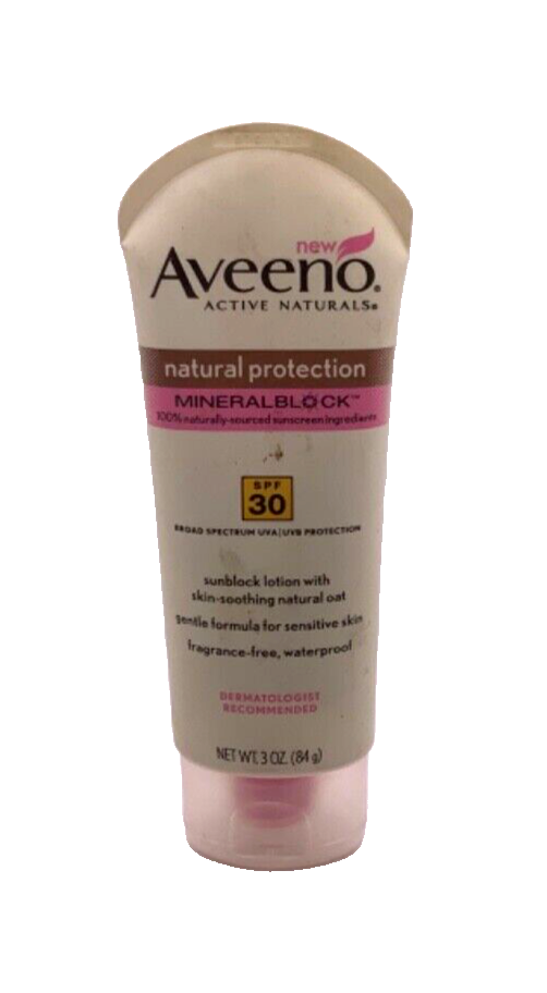 Aveeno Active Naturals Natural Protection Mineral Block SPF30 Lotion 3oz EXPIRED