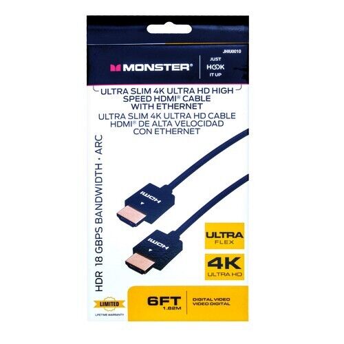 Monster Just Hook It Up 6 ft. L High Speed Cable with Ethernet HDMI -Pack of 1