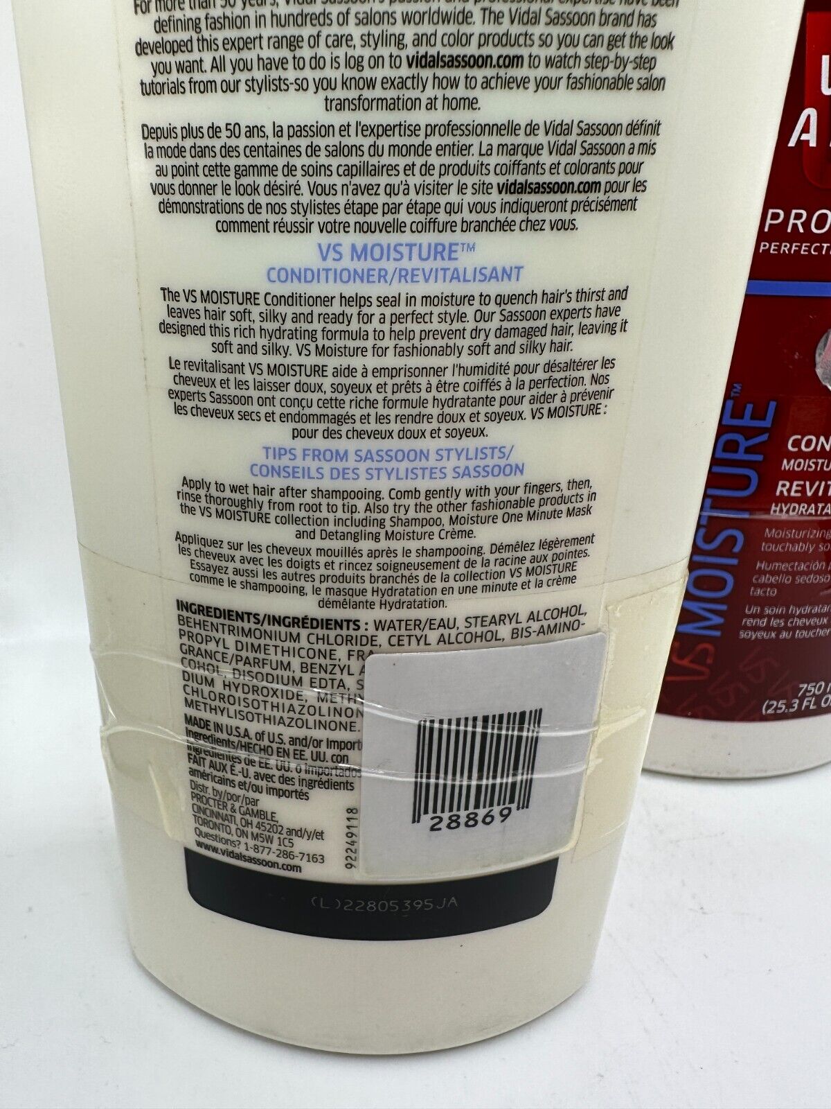 Vidal Sassoon Pro Series Moisture Lock Moisturizing Conditioner 25.3 oz Lot of 2