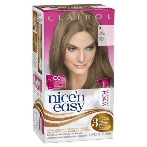 Clairol Nice 'n Easy Foam Hair Color 7 Dark Blonde 1 Kit *DAMAGED BOX