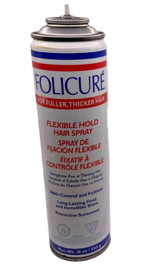 Folicure For Fuller Thicker Hair Aerosol Spray Flexible Hold 10 Oz *NO NOZZLE