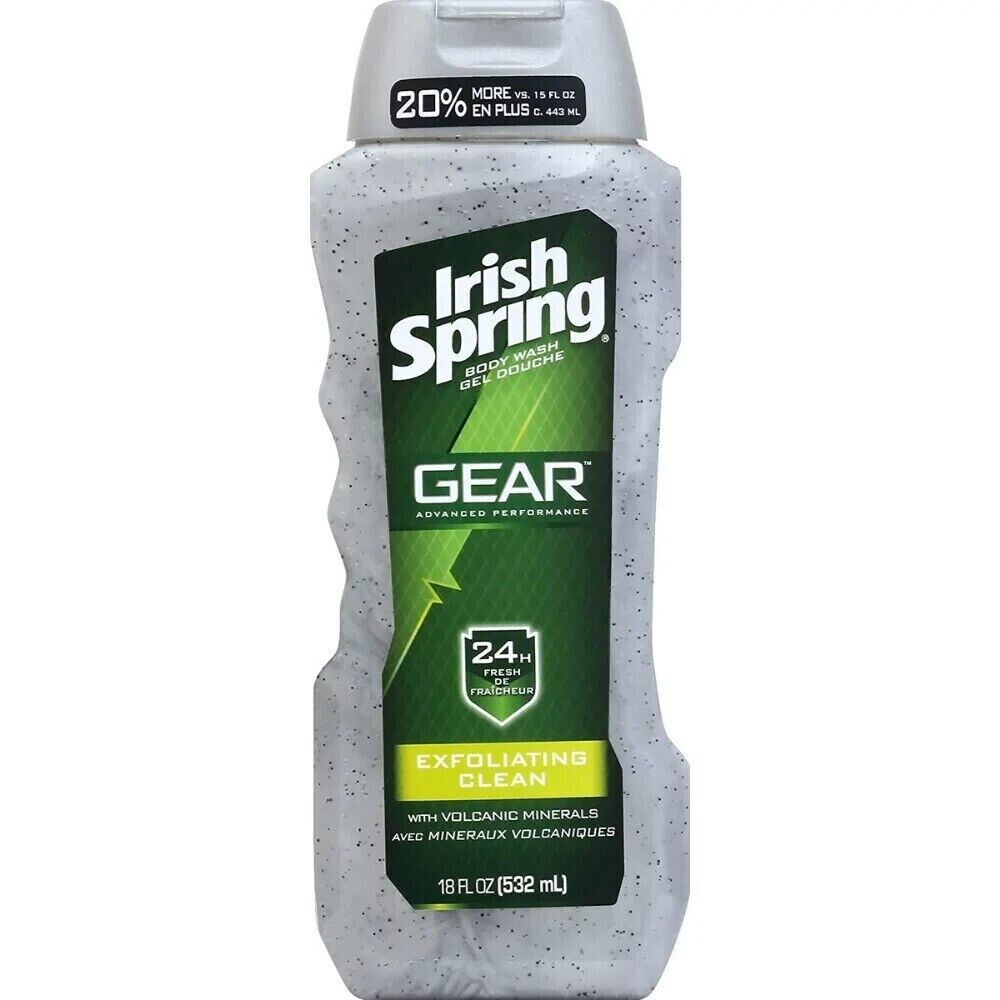 Irish Spring Body Wash Gear Exfoliating Clean Volcanic Minerals 15 Fl Oz New