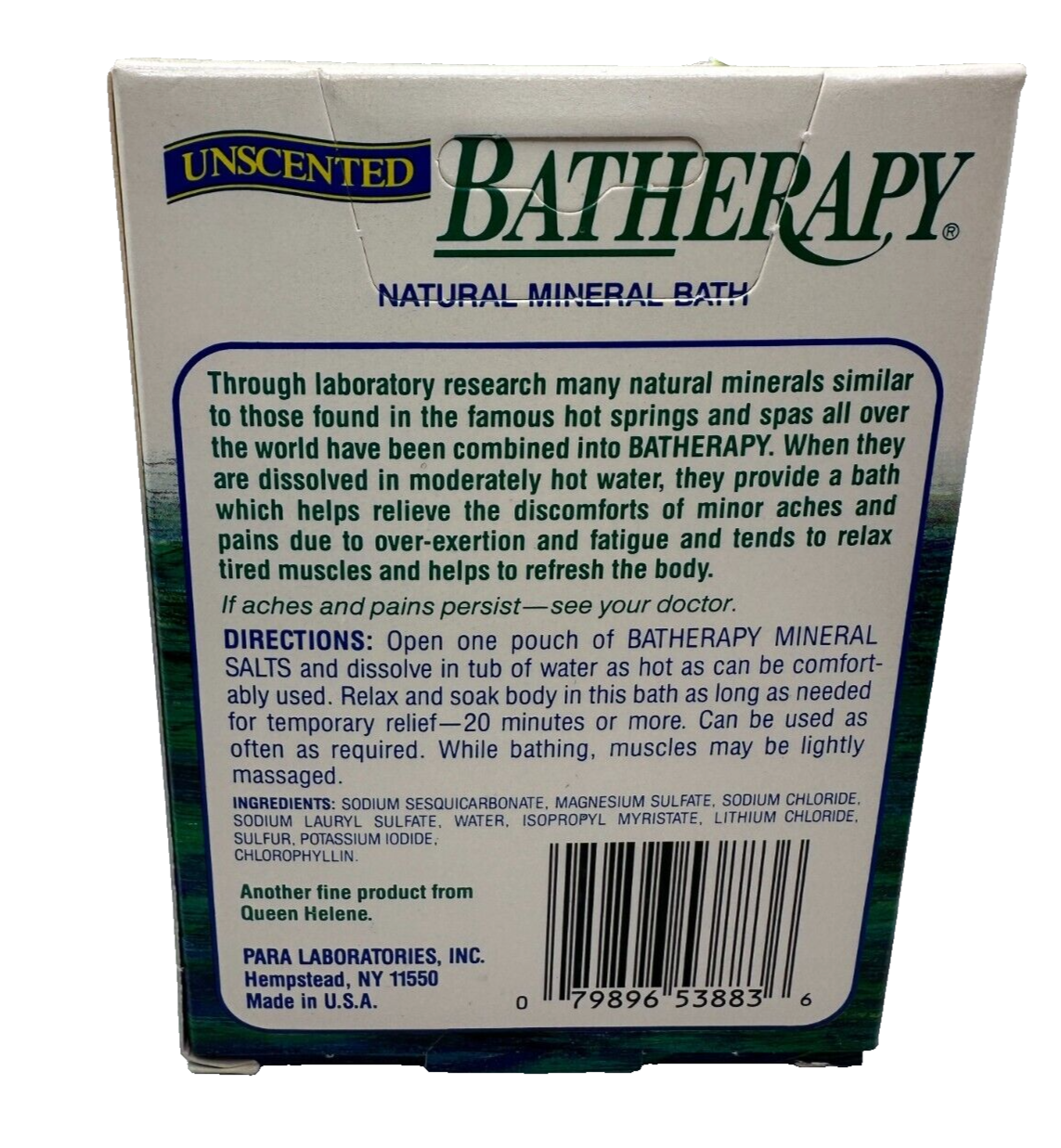 Batherapy Natural Mineral Bath Aches & Pains Relax Muscles 1 Box Unscented