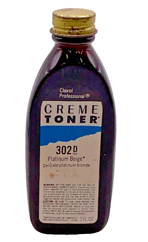 VTG Clairol Professional Creme Toner #302D Platinum Beige/2 fl oz