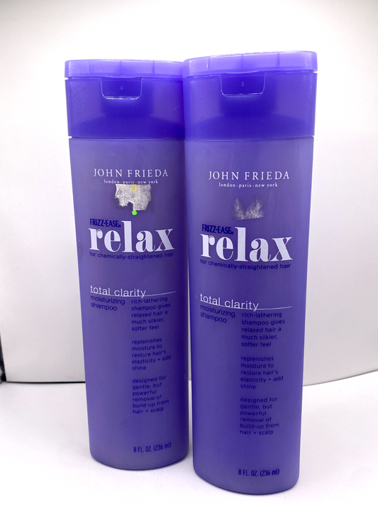 2x John Frieda Frizz-Ease Relax Total Clarity Moisturizing Shampoo 8oz NOS