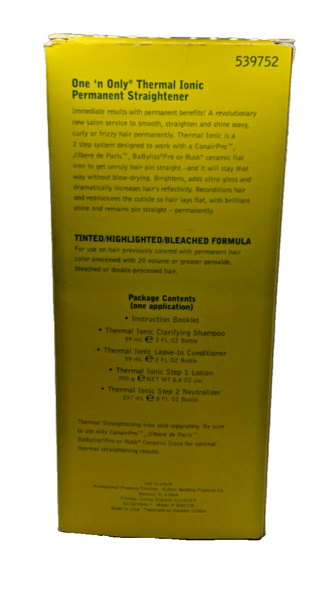 One N' Only Permanent Straightener Tinted / Bleached Formula Thermal Ionic 8oz