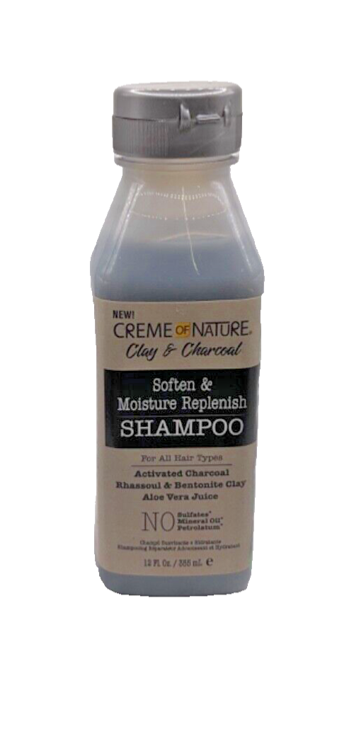 Cream of Nature CLAY &CHARCOAL SOFTEN &MOISTURE REPLENISH SHAMPOO 12OZ