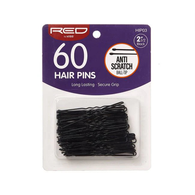(12) Red By Kiss 60 Hair Pins Anti scratch ball tip 2 1/2 inches