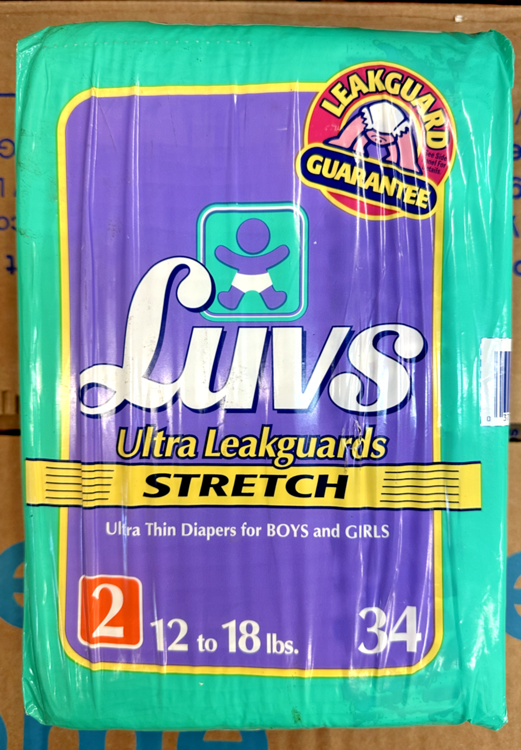 Vintage 1997 LUVS Ultra Leakguards Stretch Ultra Thin Diapers Size 2 - 34 ct