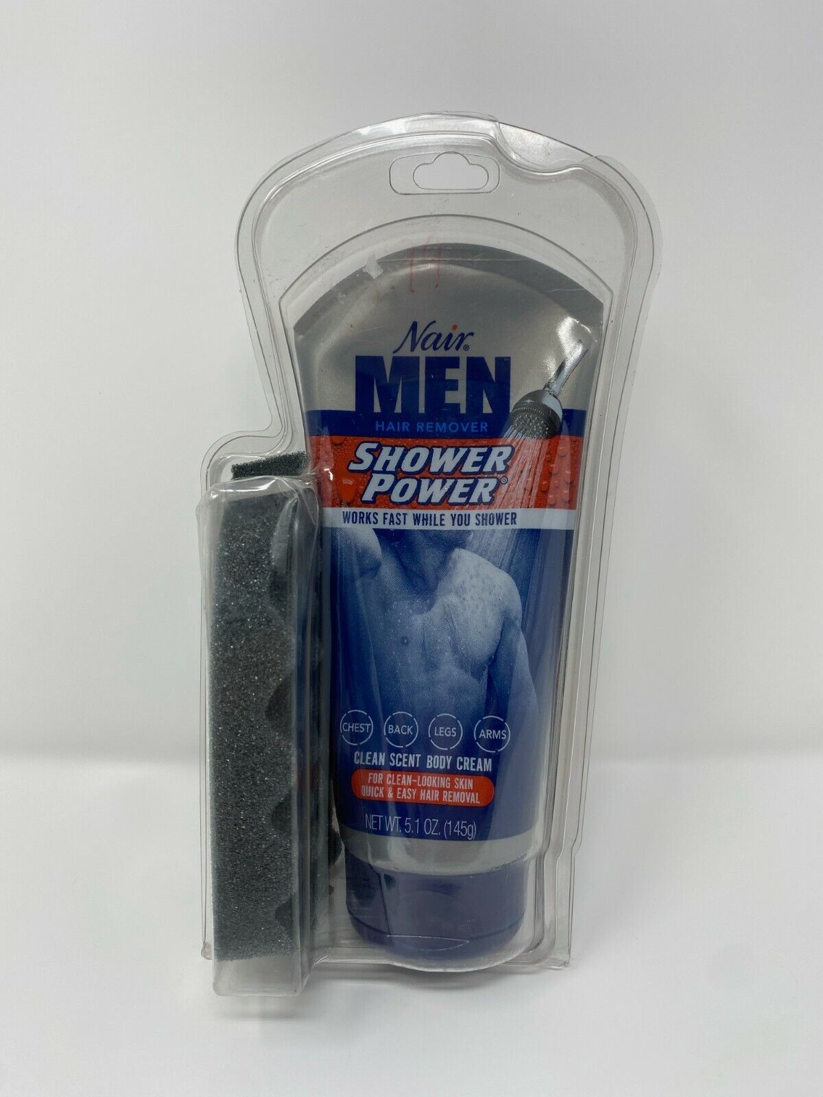 Nair hair remover men Shower Power With Sponge New 5.1 Oz Factory sealed