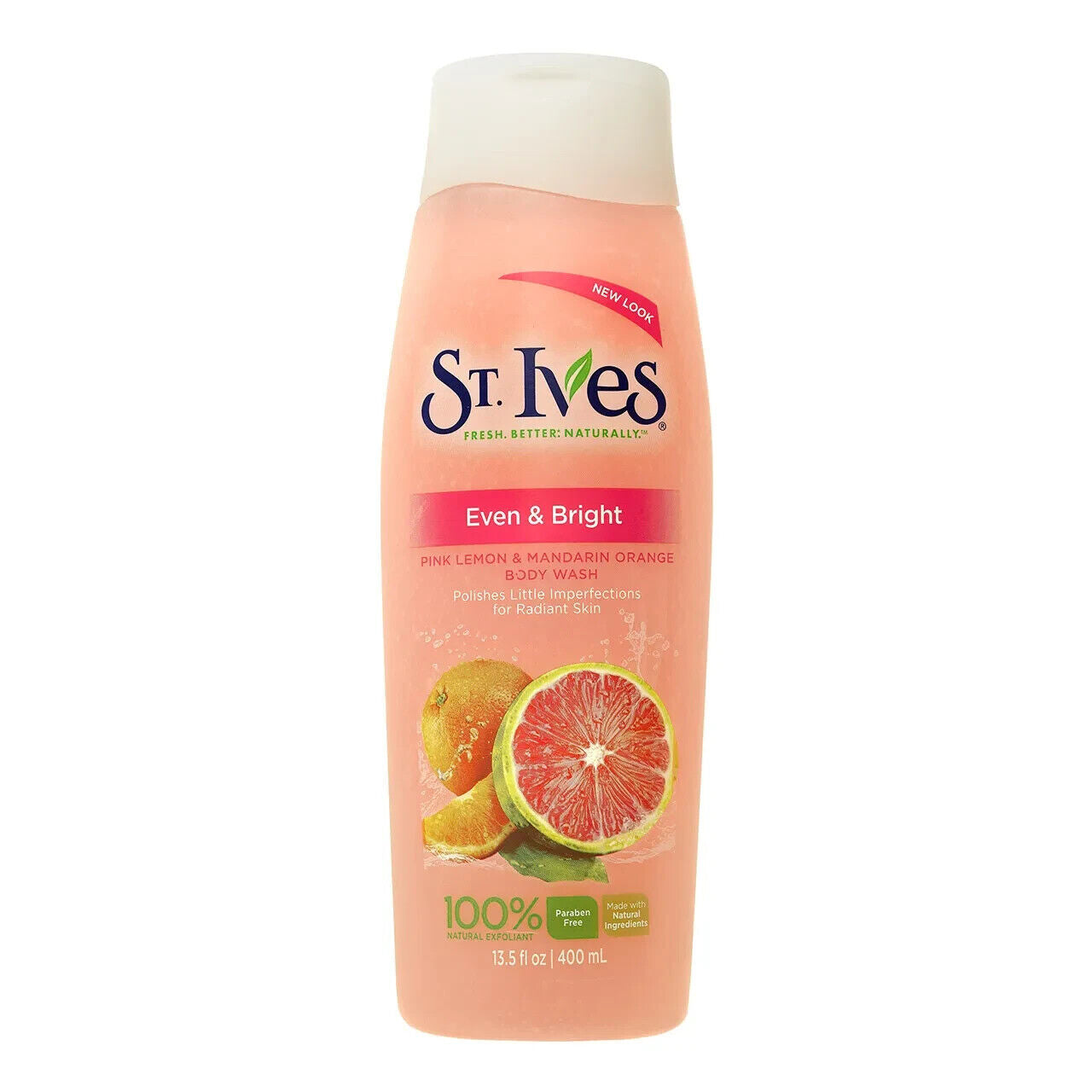 New St. Ives Even & Bright Pink Lemon & Mandarin Exfoliating Body Wash 13.5 Oz.