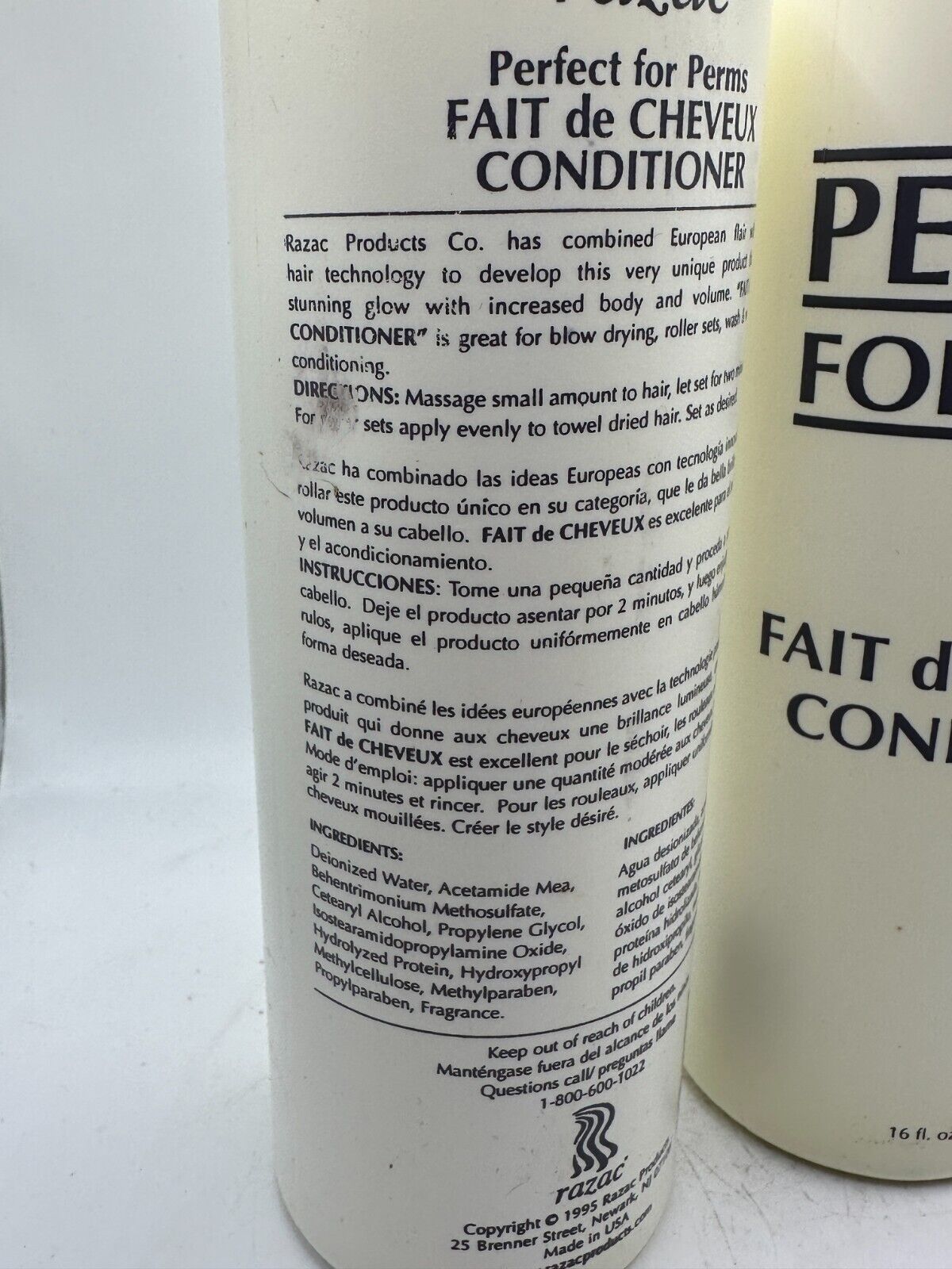 (2) Razac Perfect For Perms Conditioner COLLECTIBLE (16 fl oz)