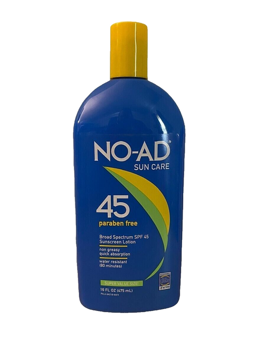 (1) Bottle NO-AD Sunscreen Lotion SPF 45 16 fl oz