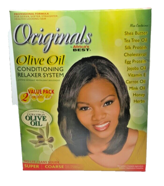 Originals Africa's Best Super Olive Oil Conditioning Relaxer System NoLye 2 Kits