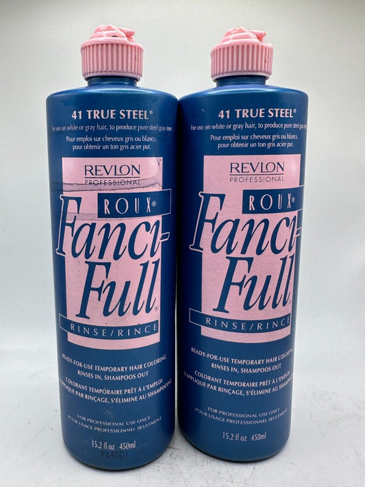 Lot of 2 NOS Revlon Roux Fanci-Full Temp Hair Color Rinse #41 TRUE STEEL 15.2oz