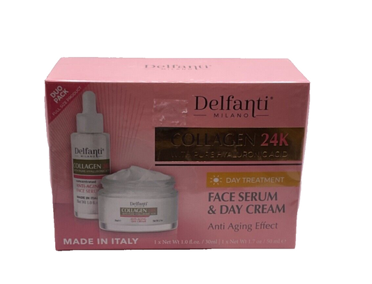 Delfanti Milano Collagen 24K Anti-Aging Day Cream, Face Serum Made In Italy