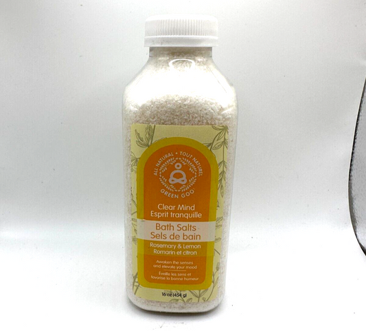 New Green Goo All Natural Clear Mind Rosemary and Lemon Bath Salts 16 ounce