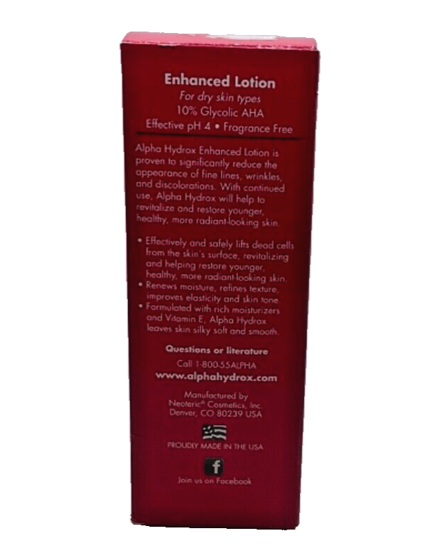 OLD STOCK - Alpha Hydrox enhanced lotion anti-wrinkle 10% Glycolic AHA 6oz
