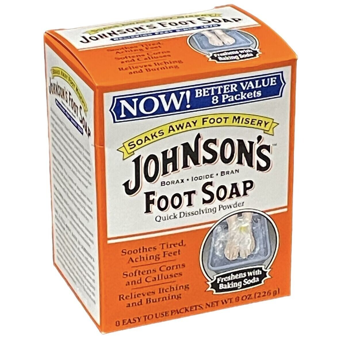 Johnson's Foot Soap Dissolving Powder 8 Packets Discontinued