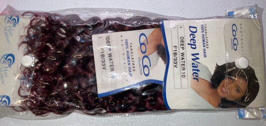 Coco Collection 100% Human Hair Deep Water /Color 1B/33V/ (10 inches)