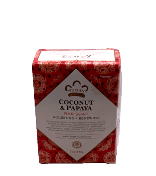 Nubian Heritage Coconut & Papaya Bar Soap Made With Vanilla Extract 5 oz