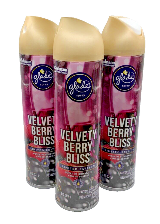 (3) Glade Velvety Berry Bliss Limited Edition 8oz Spray