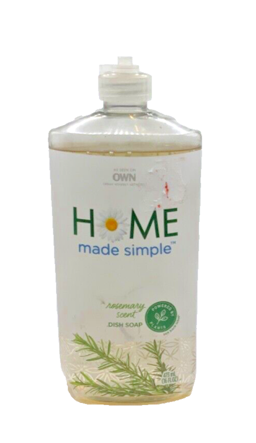 Home Made Simple Liquid Dish Soap Rosemary Scent Plant Based 16oz (Broken Cap)