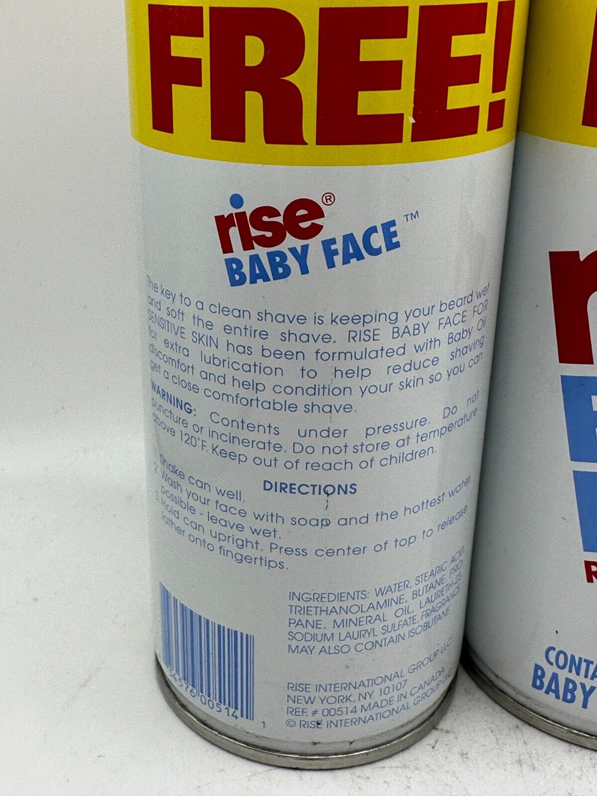 (2) Rise Baby Face Shaving Cream For Sensitive Skin 14.75 oz Vintage