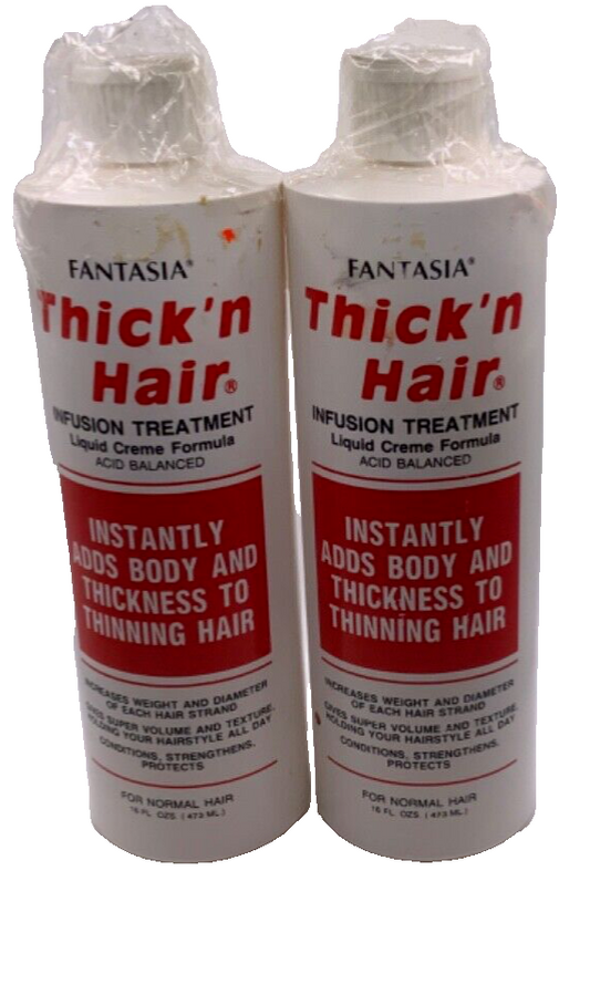 (2 PACK) Fantasia Thick N Hair Infusion Treatment Liquid Creme Formula 16 oz
