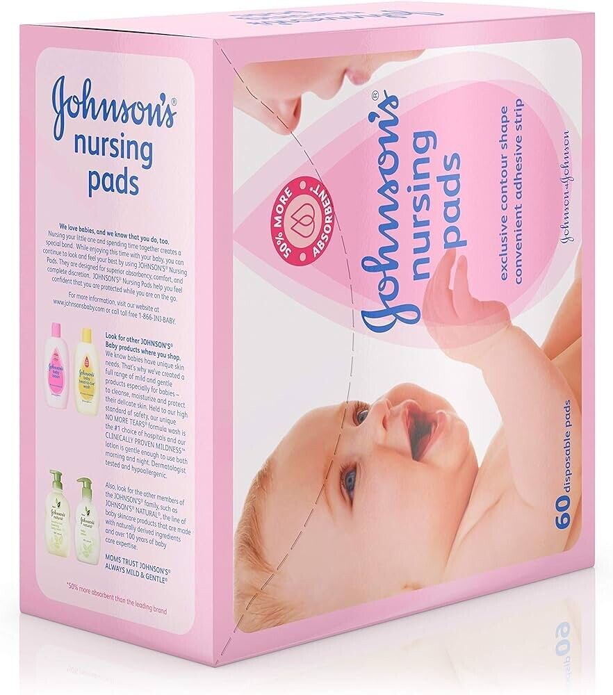 Johnson's Disposable Nursing Pads with Natural Cotton, 60 Ct