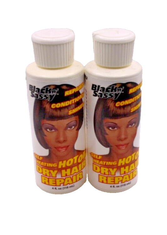 (2Pack) Black N' Sassy Self-Heating Hot Oil Dry Hair Repair 4oz