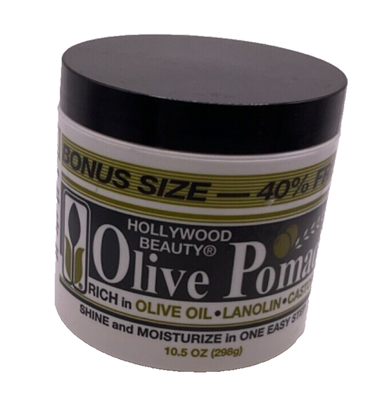Hollywood Beauty Olive Pomade 10.5 FL Oz Rich in Olive Oil & Lanolin Castor Oil