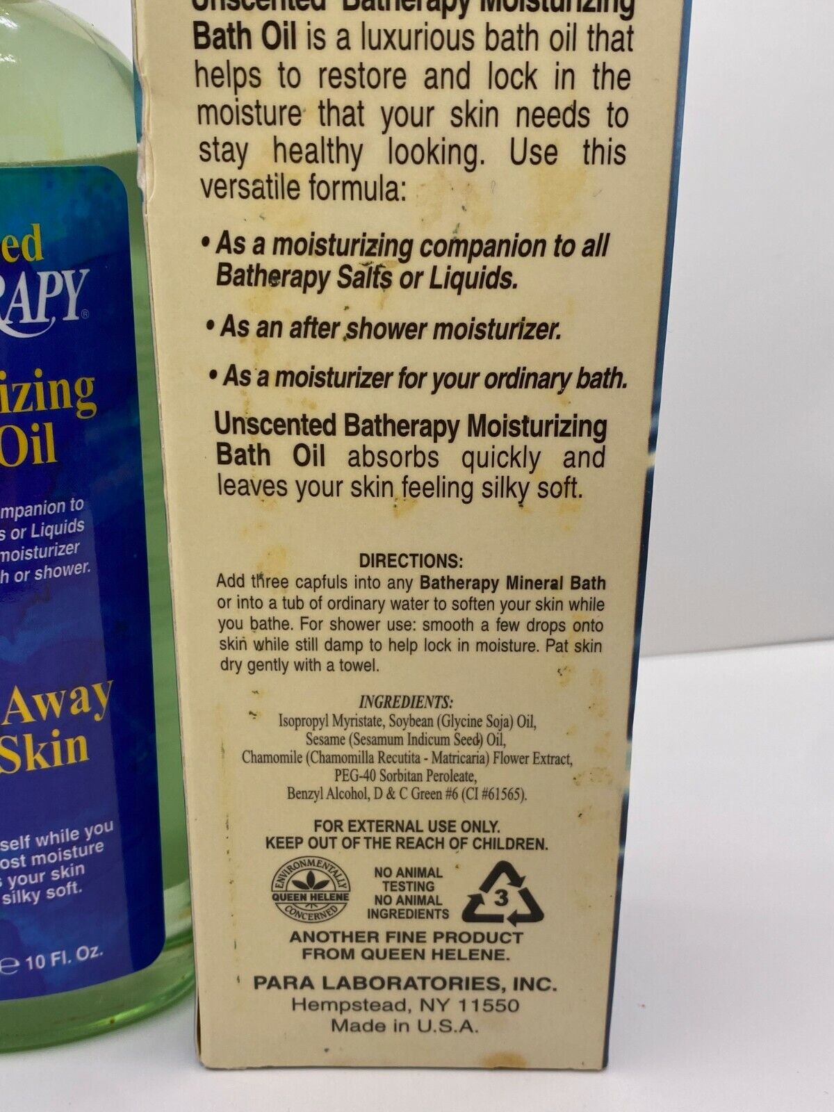 Queen Helene Unscented Batherapy Moisturizing Bath Oil - 10 oz