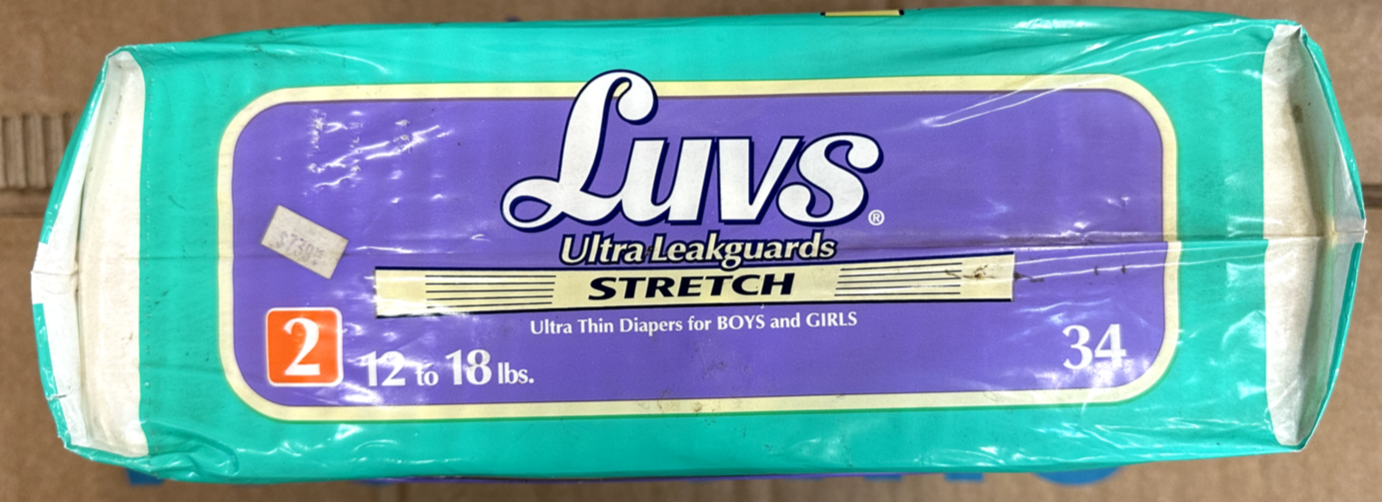 Vintage 1997 LUVS Ultra Leakguards Stretch Ultra Thin Diapers Size 2 - 34 ct