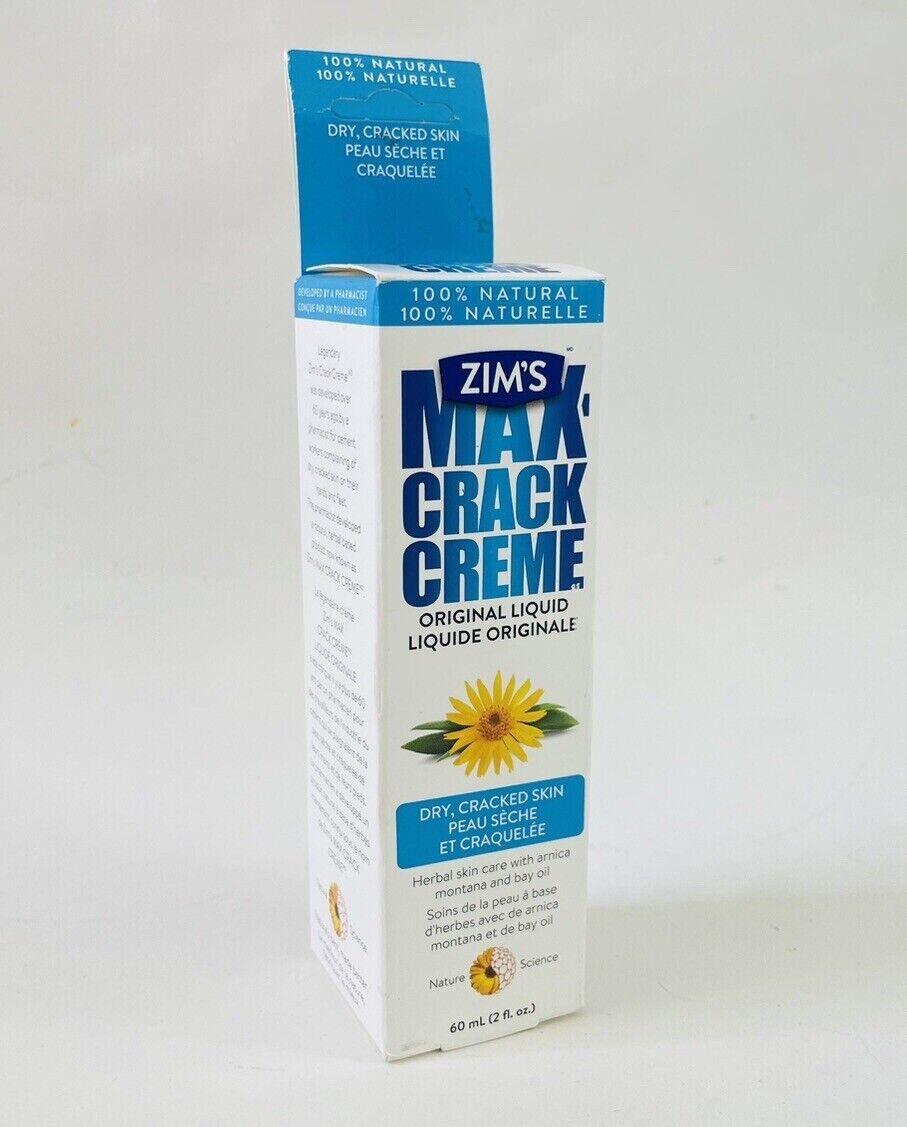 Zim's Max Crack Creme Original Liquid Formula Dry Cracked Skin 2 fl oz / 60 ml