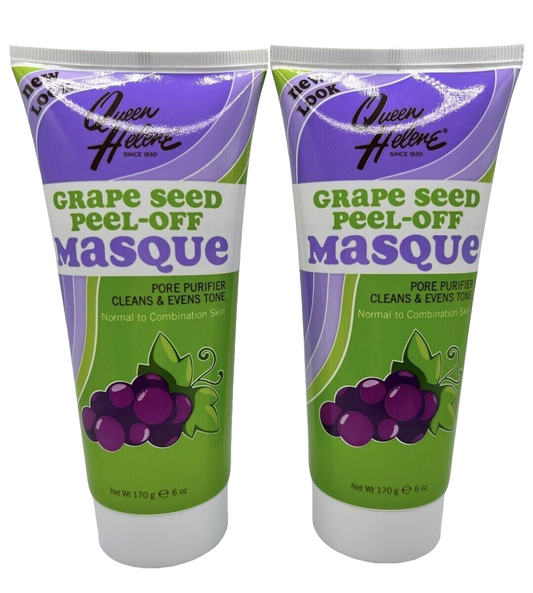 2 Queen Helene Grape Seed Peel-Off Masque Grapeseed Mask 6 oz Each