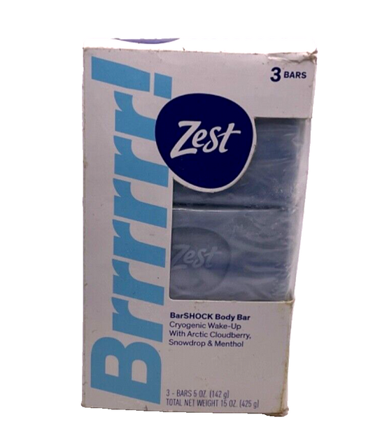 3-Pack Zest BarSHOCK Body Bar with Artic Cloudberry, Snowdrop & Menthol/5oz each