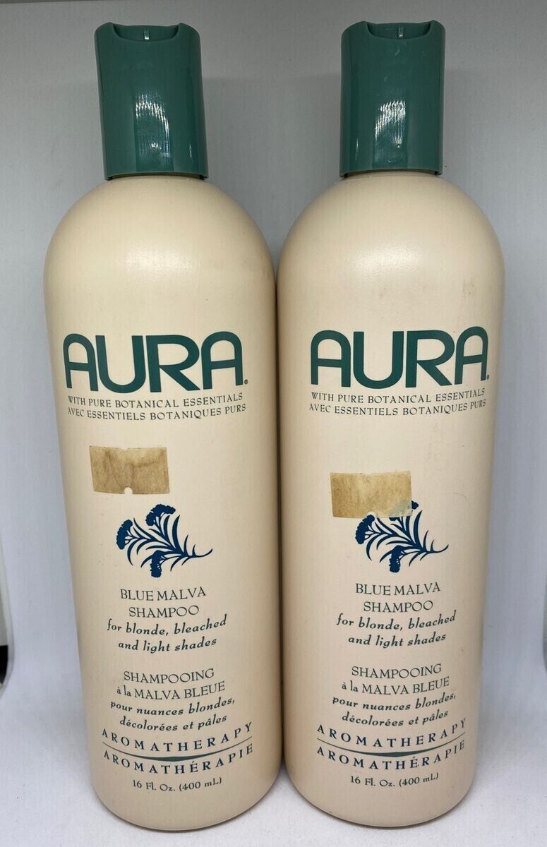 (2) Aura Blue Malva Shampoo For Blonde Bleached & Light Shades - 16 oz