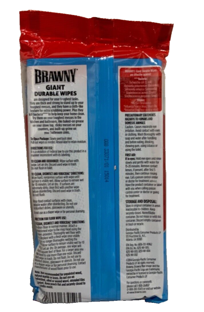 Brawny Giant Durable Wipes Strong Wipe Citrus Scent 30 Wet Wipes