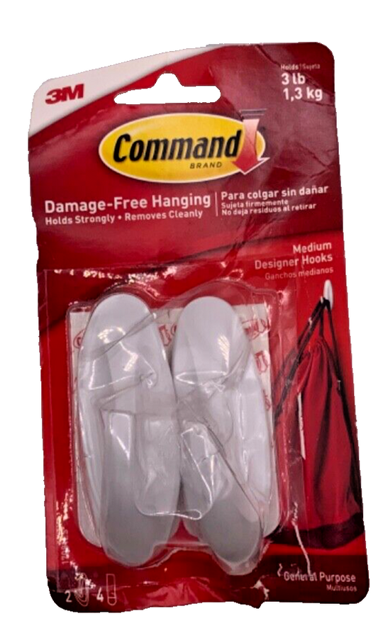 Command Medium Designer Damage-Free Hanging Holds 3lbs Removes Cleanly