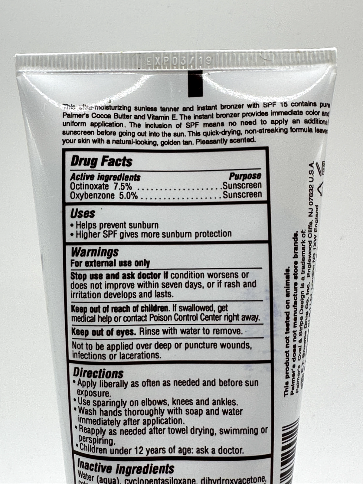 Palmer's Cocoa Butter Bronze Sunless Tanner 5.25 oz EXP 03/19