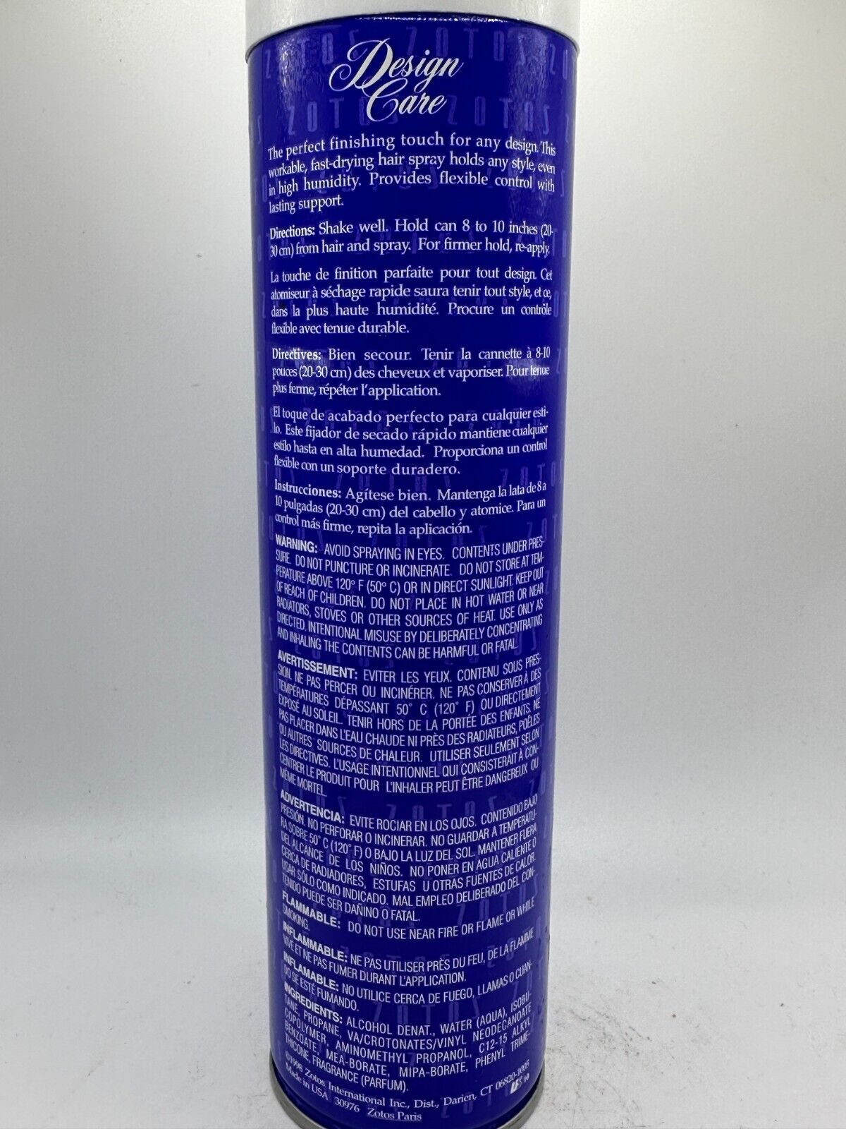 Zotos Paris Design Care Stylers Ultra Hold Hair Spray 9.5 Fl Oz Bonus Salon Prof